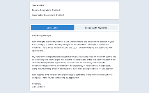 JobSyncAi  from Chrome web store to be run with OffiDocs Chromium online