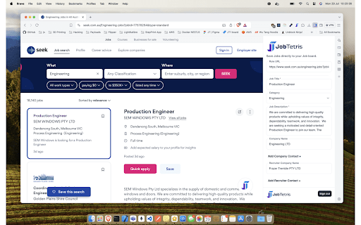 JobTetris Quick Add Job Tracker  from Chrome web store to be run with OffiDocs Chromium online