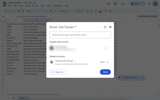 Job Tracker: Save job applications to Google Sheets  from Chrome web store to be run with OffiDocs Chromium online