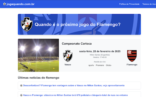 Joga Quando flamengo  from Chrome web store to be run with OffiDocs Chromium online