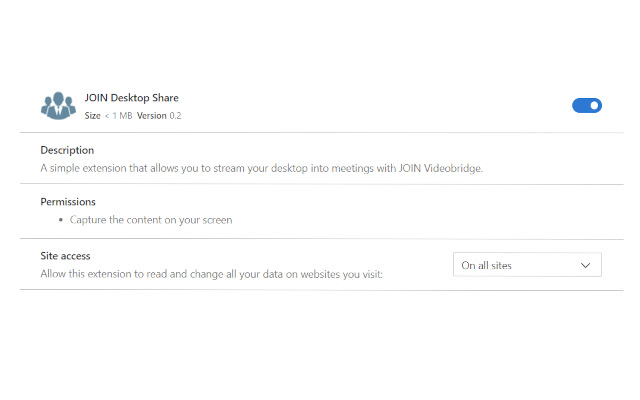 JOIN Desktop Share  from Chrome web store to be run with OffiDocs Chromium online