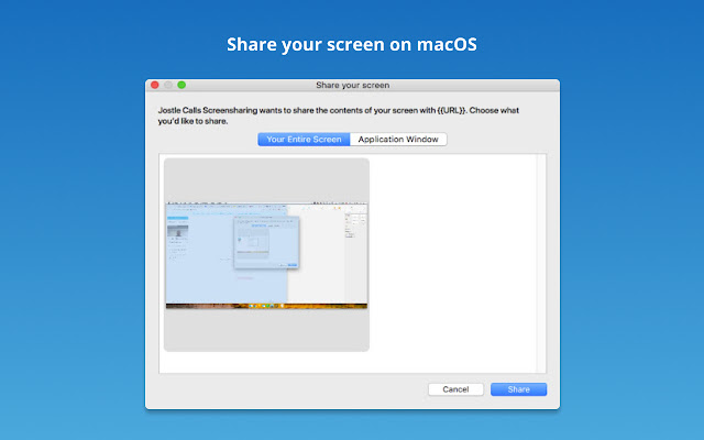 Jostle Screen Sharing  from Chrome web store to be run with OffiDocs Chromium online