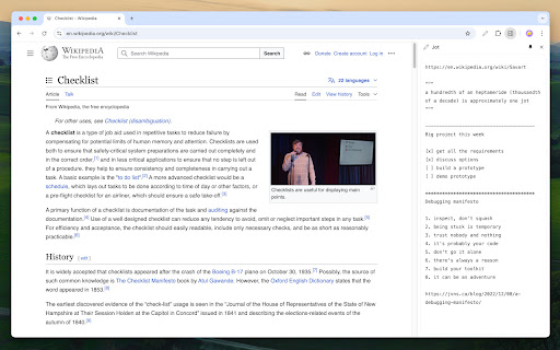 Jot  from Chrome web store to be run with OffiDocs Chromium online