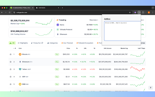 JotBox  from Chrome web store to be run with OffiDocs Chromium online