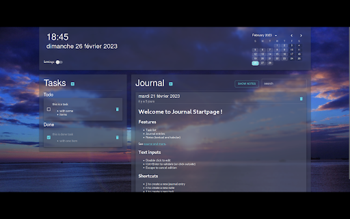 Journal Startpage  from Chrome web store to be run with OffiDocs Chromium online