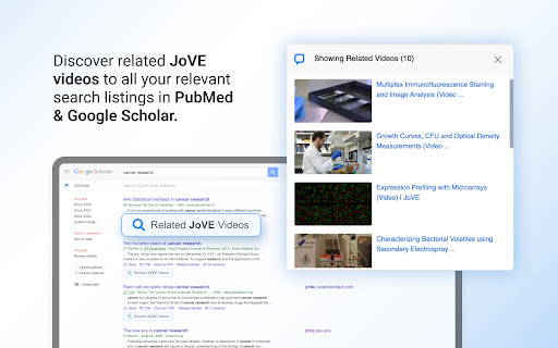 JoVE: Accelerate research with scientific videos  from Chrome web store to be run with OffiDocs Chromium online
