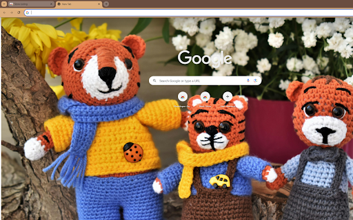 joyful family of knitted tigers made of yarn  from Chrome web store to be run with OffiDocs Chromium online