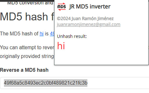 JR MD5 inverter  from Chrome web store to be run with OffiDocs Chromium online