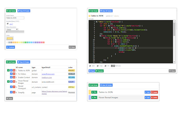 JS Inject  from Chrome web store to be run with OffiDocs Chromium online