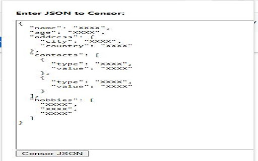 JSON Censor  from Chrome web store to be run with OffiDocs Chromium online