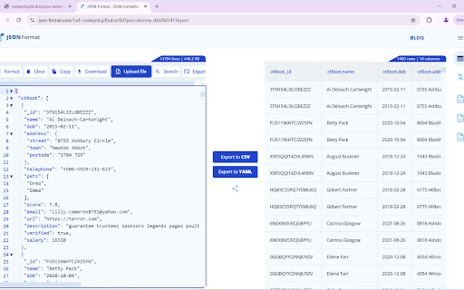 Json Format  from Chrome web store to be run with OffiDocs Chromium online