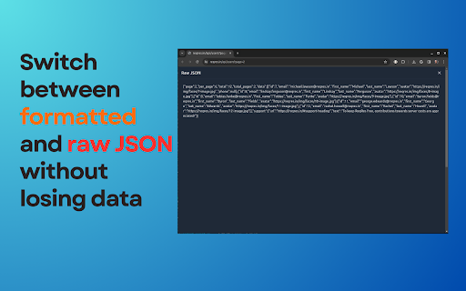 JSON Formatter and Viewer  from Chrome web store to be run with OffiDocs Chromium online
