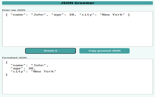 JSON Groomer  from Chrome web store to be run with OffiDocs Chromium online
