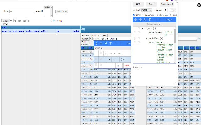 JSON> TABLE من متجر Chrome الإلكتروني ليتم تشغيله باستخدام OffiDocs Chromium عبر الإنترنت