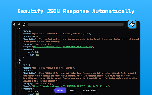 JSON Pretty  from Chrome web store to be run with OffiDocs Chromium online