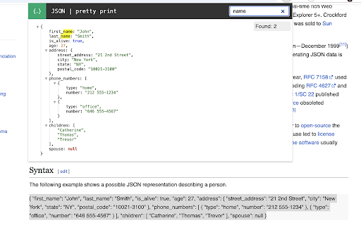 JSON | pretty print  from Chrome web store to be run with OffiDocs Chromium online
