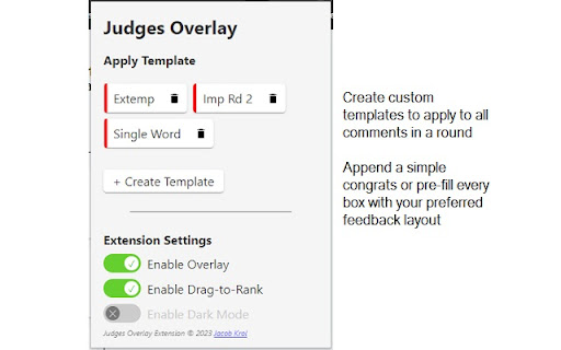Judges Overlay  from Chrome web store to be run with OffiDocs Chromium online