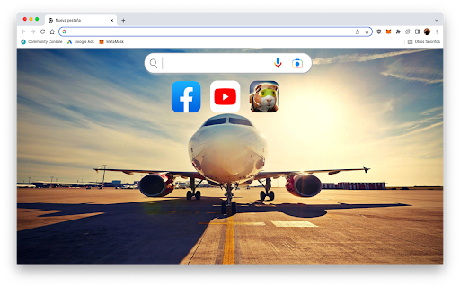 Juegos de Aviones Wallpaper and New Tab  from Chrome web store to be run with OffiDocs Chromium online