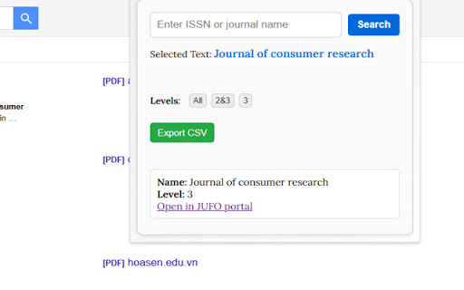 JUFO Quick Check  from Chrome web store to be run with OffiDocs Chromium online