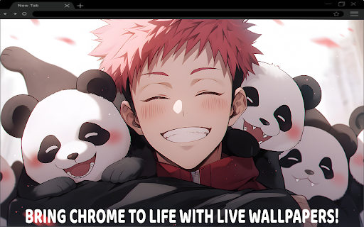 Jujutsu Kaisen Yuji Itadori with Pandas Live Wallpaper  from Chrome web store to be run with OffiDocs Chromium online
