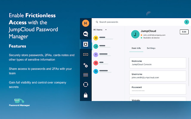 JumpCloud Password Manager  from Chrome web store to be run with OffiDocs Chromium online
