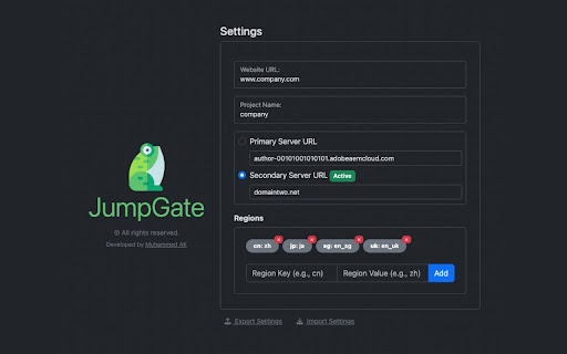 JumpGate: AEM Navigator  from Chrome web store to be run with OffiDocs Chromium online