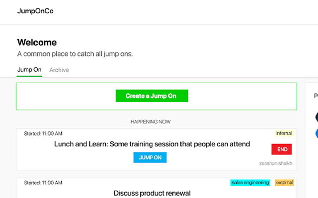 JumpOnCo ScreenShare  from Chrome web store to be run with OffiDocs Chromium online