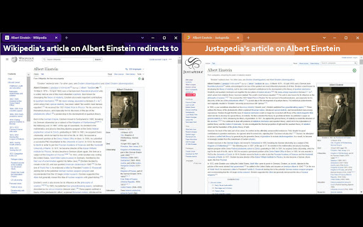 Justapedia Redirector  from Chrome web store to be run with OffiDocs Chromium online