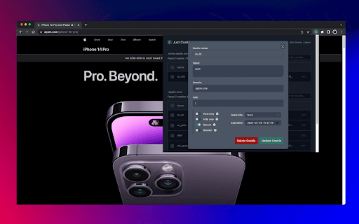 Just Cookies  from Chrome web store to be run with OffiDocs Chromium online