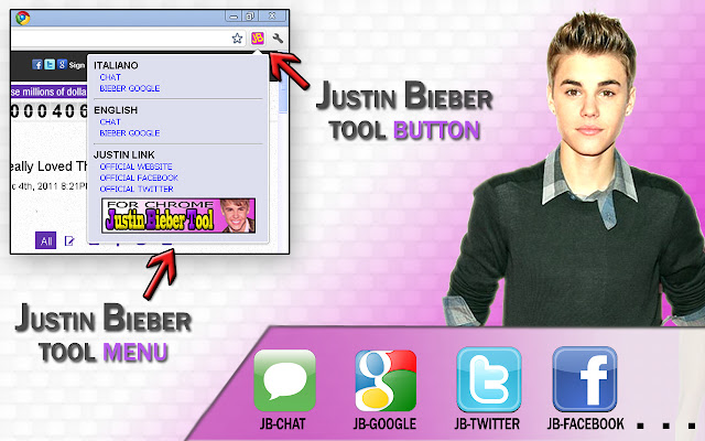 Justin Bieber Tool  from Chrome web store to be run with OffiDocs Chromium online