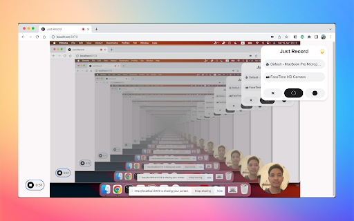 Just Record  from Chrome web store to be run with OffiDocs Chromium online