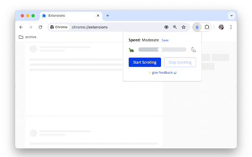 Just Scroll  from Chrome web store to be run with OffiDocs Chromium online