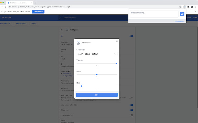 OffiDocs Chromium 온라인으로 실행되는 Chrome 웹 스토어의 Just Speech