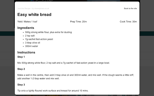 Just the Recipe  from Chrome web store to be run with OffiDocs Chromium online