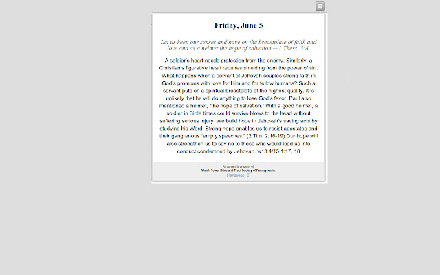 OffiDocs Chromium ile çevrimiçi olarak çalıştırılacak Chrome web mağazasından JW Daily Scripture