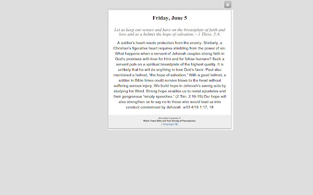 JW Daily Scripture จาก Chrome เว็บสโตร์ที่จะรันด้วย OffiDocs Chromium ทางออนไลน์