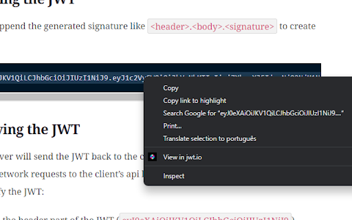 JWT.io Viewer  from Chrome web store to be run with OffiDocs Chromium online