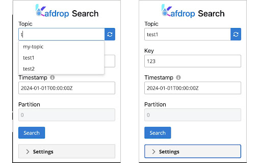 Kafdrop Search  from Chrome web store to be run with OffiDocs Chromium online