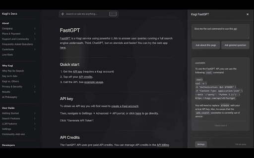 Kagi FastGPT Sidebar  from Chrome web store to be run with OffiDocs Chromium online