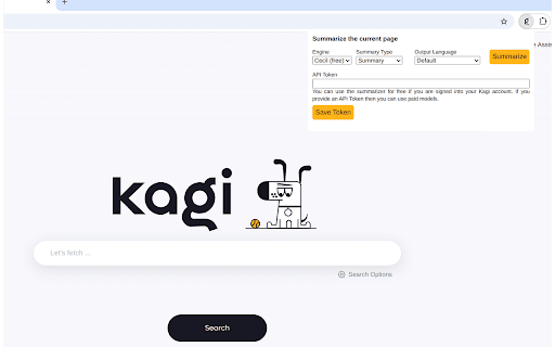 Kagi Summarizer  from Chrome web store to be run with OffiDocs Chromium online