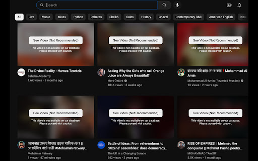 Kahf Tube: Block haram YouTube videos  from Chrome web store to be run with OffiDocs Chromium online