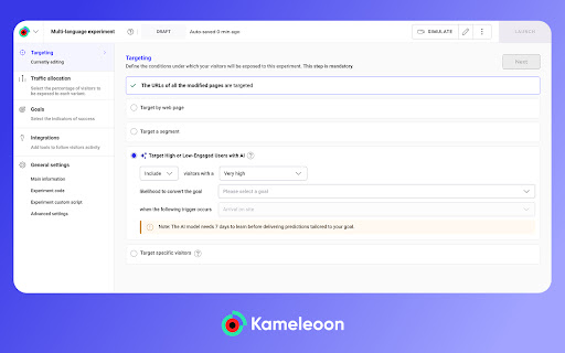 Kameleoon Graphical Editor  from Chrome web store to be run with OffiDocs Chromium online