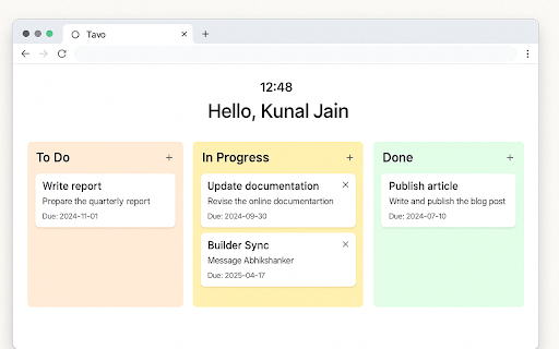Kanban New Tab  from Chrome web store to be run with OffiDocs Chromium online