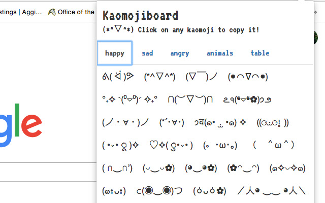 kaomojiBoard  from Chrome web store to be run with OffiDocs Chromium online