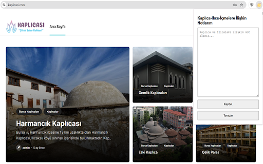Kaplıcalar  from Chrome web store to be run with OffiDocs Chromium online