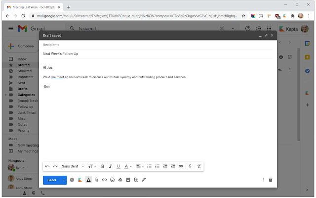 Kapta Connect  from Chrome web store to be run with OffiDocs Chromium online