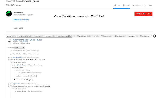 Karamel: Lihat komentar Reddit di YouTube™ dari toko web Chrome untuk dijalankan dengan Chromium OffiDocs online