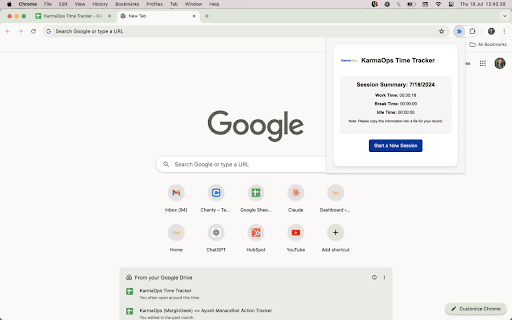 KarmaOps Time Tracker  from Chrome web store to be run with OffiDocs Chromium online