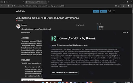 Karma SumUp  from Chrome web store to be run with OffiDocs Chromium online