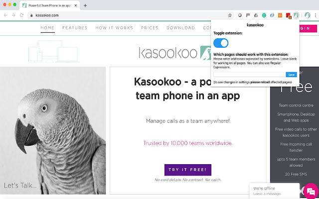 Chrome 웹 스토어의 kasookoo가 OffiDocs Chromium 온라인과 함께 실행됩니다.